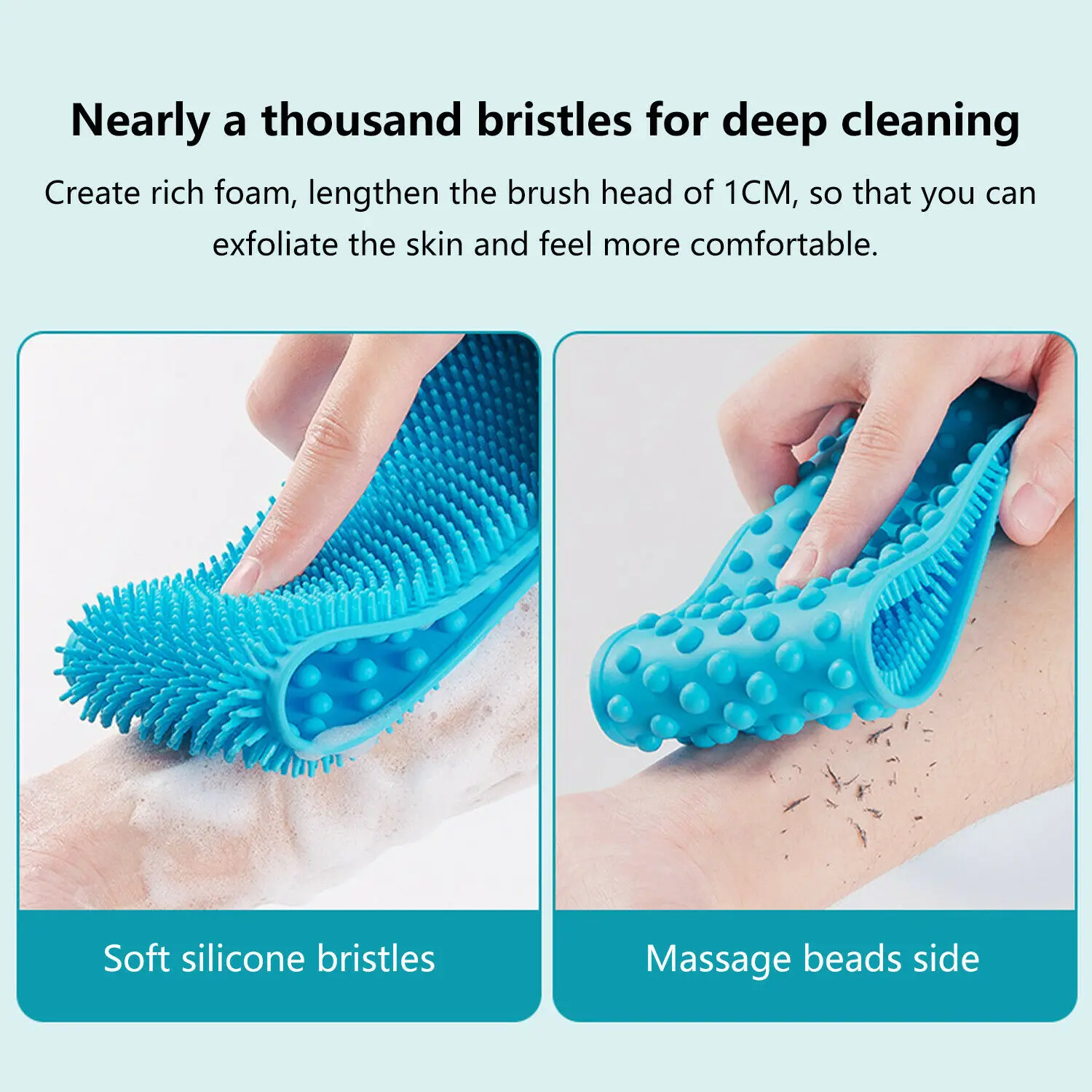 Silicone Bath Body Brush Soft Rub Back Scurbber Exfoliating Massage For Cleaning Bathroom Shower Strap Natural Loofah Brush