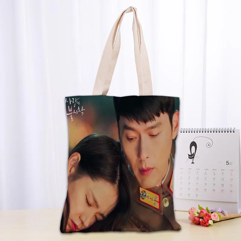 

New Crash Landing On You Hyun Bin Tote Bag Foldable Shopping Bag Reusable Eco Large Unisex Canvas Fabric Shoulder Bag Tote 0719