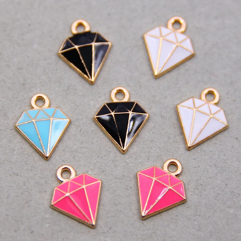 10pcs /lot Zinc Alloy Enamel Charms Diamond Shaped Charms Pendant For DIY Fashion Pendant Earrings Jewelry Making Accessories image 2