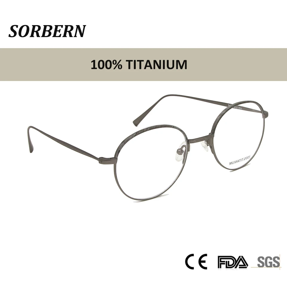 

SORBERN Women Round Glasses Frames Pure Titanium Eyeglasses Men Ultralight High Quality Optical Glasses Retro Style Prescription