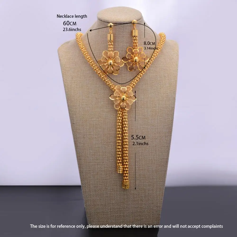 Indian Chokers Wedding Chain Jewelry Sets Gold Color Earrings For Women African/Dubai/Arab /Party Wife Gifts