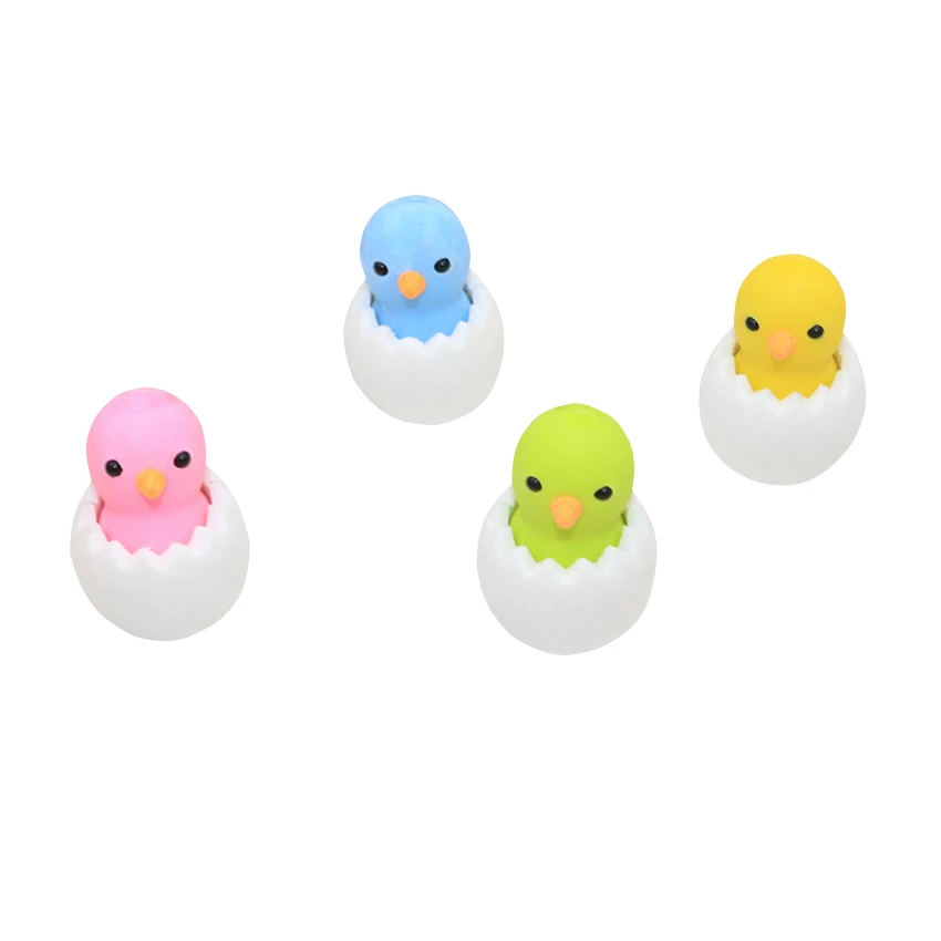 4pcs/lot Creative Kawaii Cartoon Eggshell chicken Erasers funny student gift kids's Puzzle Toy office school Stationery supplies