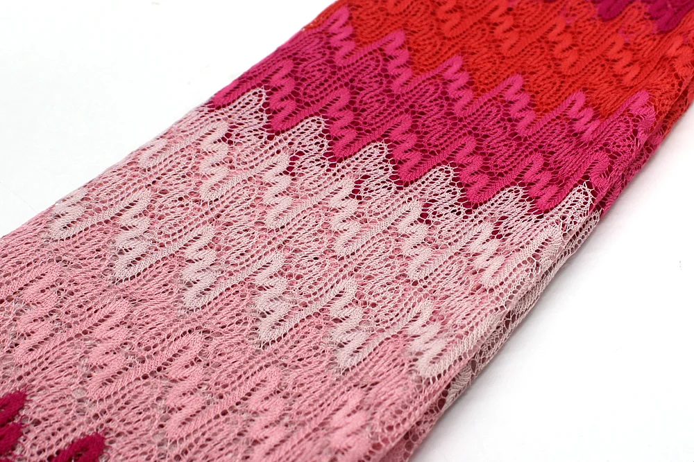 Mesh Lace Fabrics 1 Meter Knitting Wave Striped Zig Zag Lace Pink Crochet Mesh Fabric Diy Fashion Cloth 150CM/115G/Yard