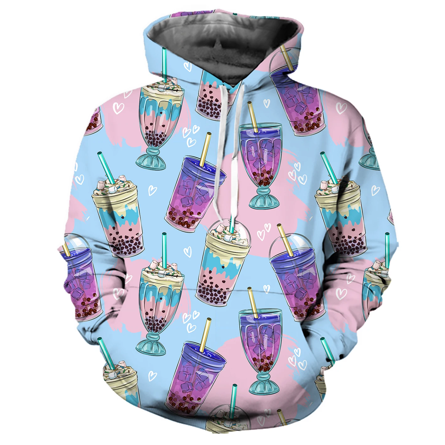 REAL American SIZE Custom High Quality Bubble Tea & Drinks Cool Print Sublimation Printing  Hoodies Jacket