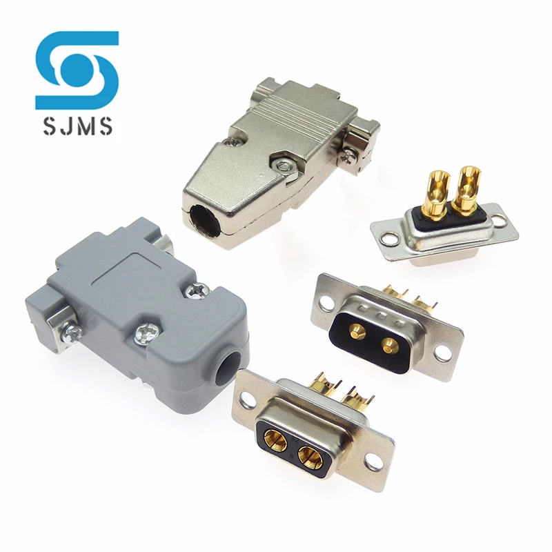 2W2 30A Gold plated Male / Female high current Connector D-SUB adapter solder type 2 Pin plug jack socket high power Gold plated