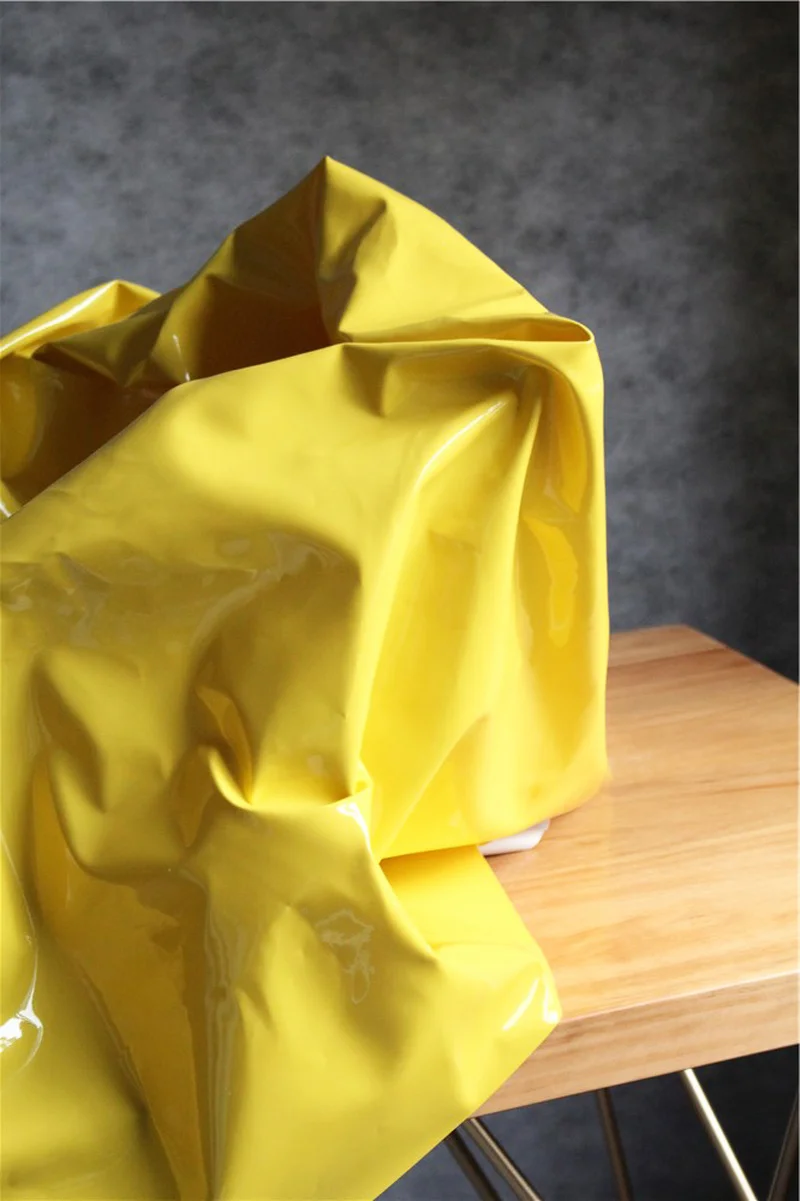 PU Patent Leather Fabric Yellow Waterproof DIY Patches Stage Cosplay Decor Props Bags Dress Coat Clothes Designer Fabric
