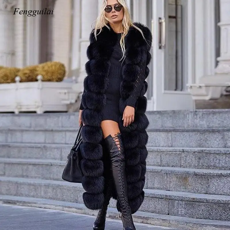 Winter Fox Fur Vest For Women Super Long Winter Eco-friendly Fur Jacket Fashion Outwear Luxury Natural Fur Vest Female Waistcoat