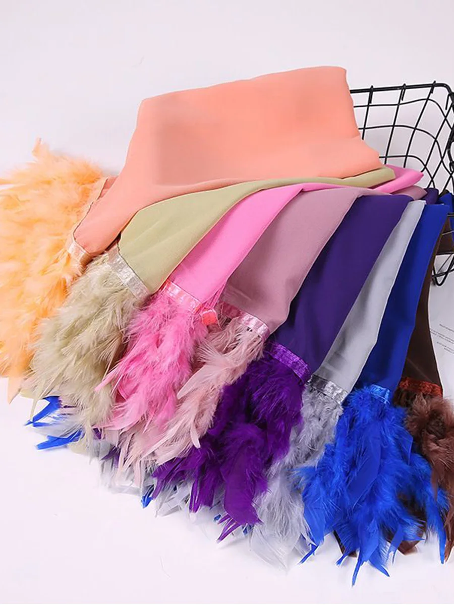 Fluffy Marabou Turkey Feathers Trims DIY Needlework Plumes On Ribbon Wedding Dress Accessories Decorative Feathers For Crafts