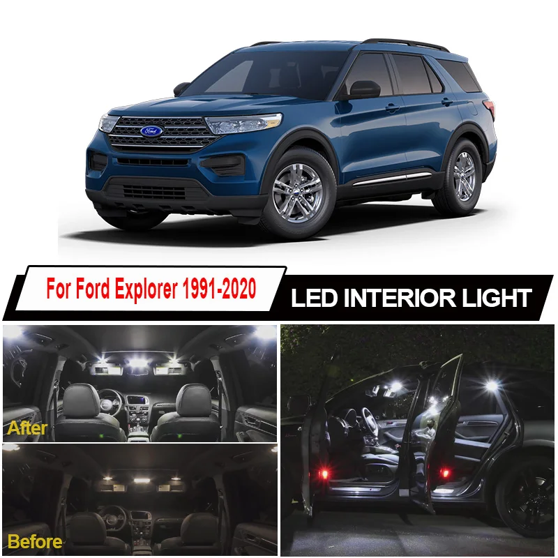 Canbus Vehicle Lighting LED Interior Dome Trunk Light Kit For Ford Explorer 1991-2017 2018 2019 2020 Error Free Car Accessories