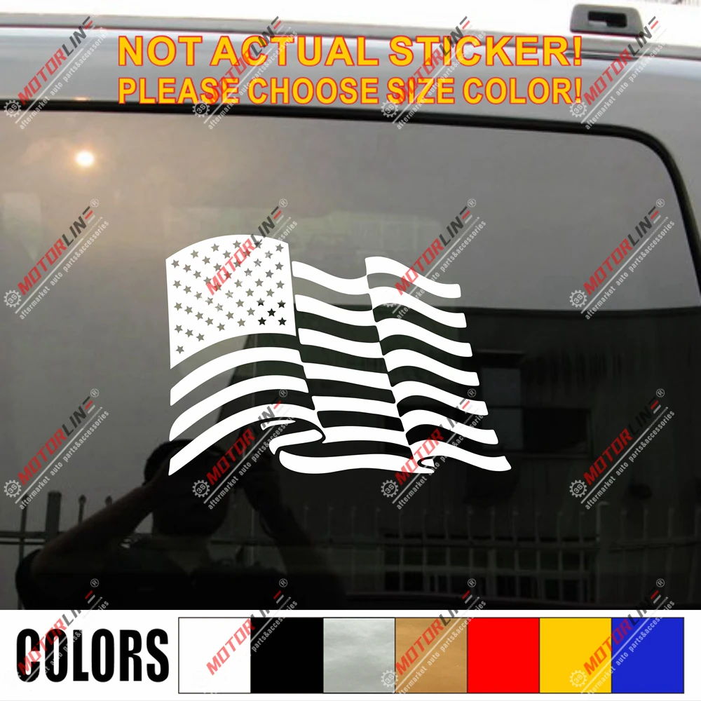 

American Flag Decal Sticker Car Vinyl pick size color waving no bkgrd b