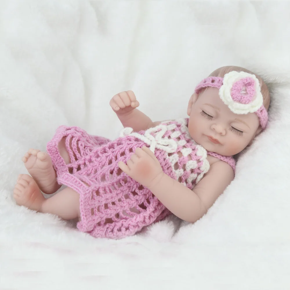 

New Style 28cm Realistic Reborn Baby Girl Doll Full Silicone Vinyl Adorable Girl Baby Toy Wear Knitted Suit Kid Birthday Gift