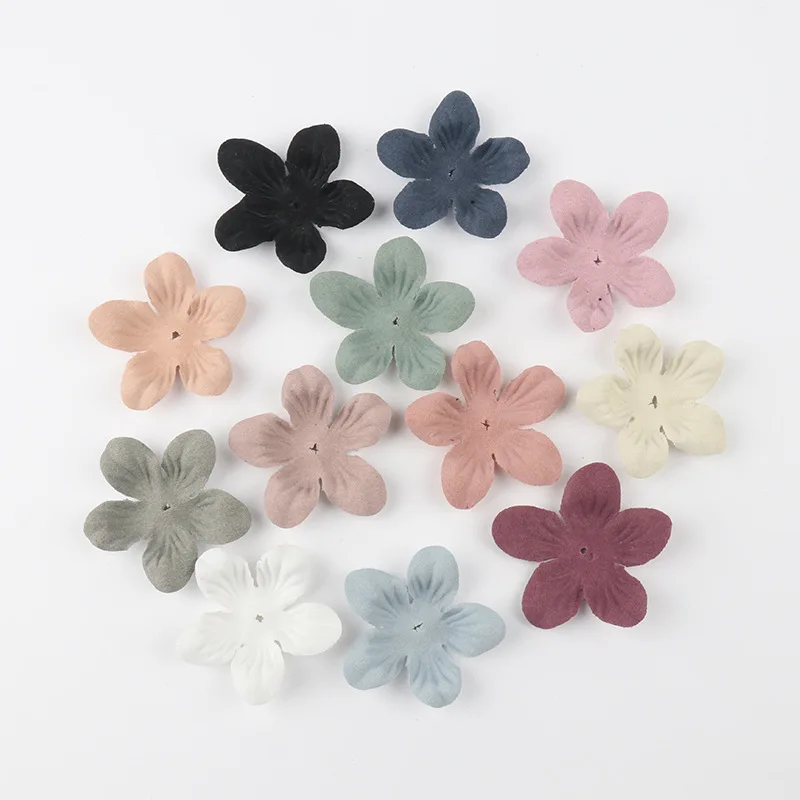 50PC Microfiber leather flower piece fabric embossed flower petal flower piece hair ornament DIY material accessories