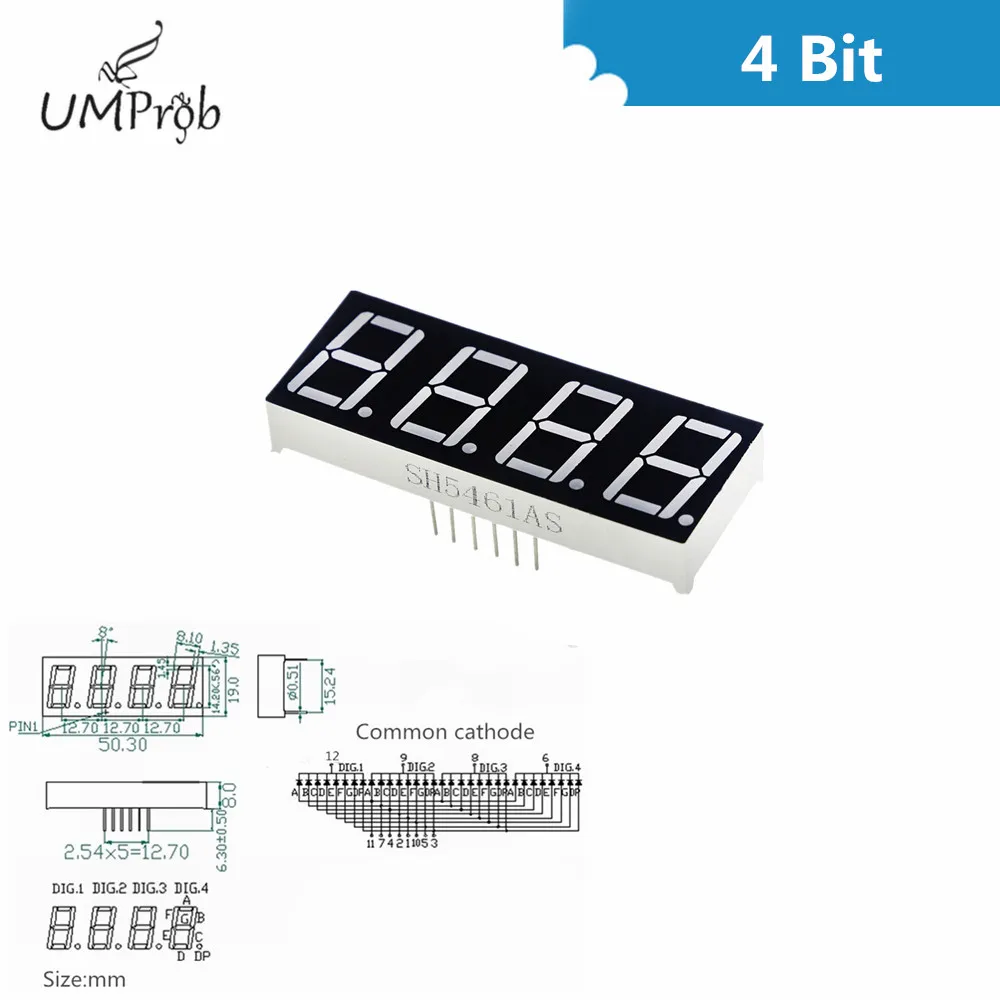 0.56inch 7 Segment 1Bit/2Bit/3Bit/4Bit Digital Tube Red Common Cathode LED Digit Display 8 x 8 Led Lattice Bright Red Dot Matrix