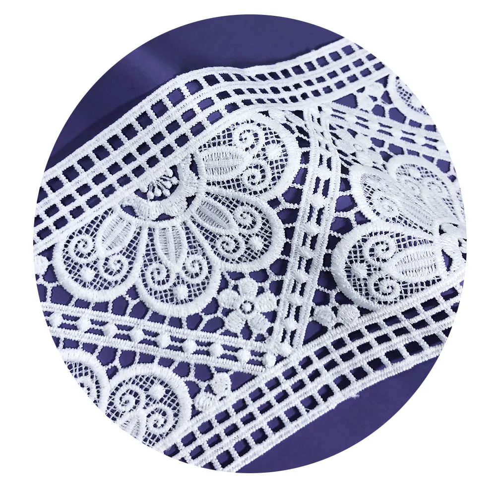 10yard High Quality Dress Accessories White Sewing Trim African Arts Craft Lace Fabric Ribbon Diy 11.3cm Women Wedding Skirt Dec