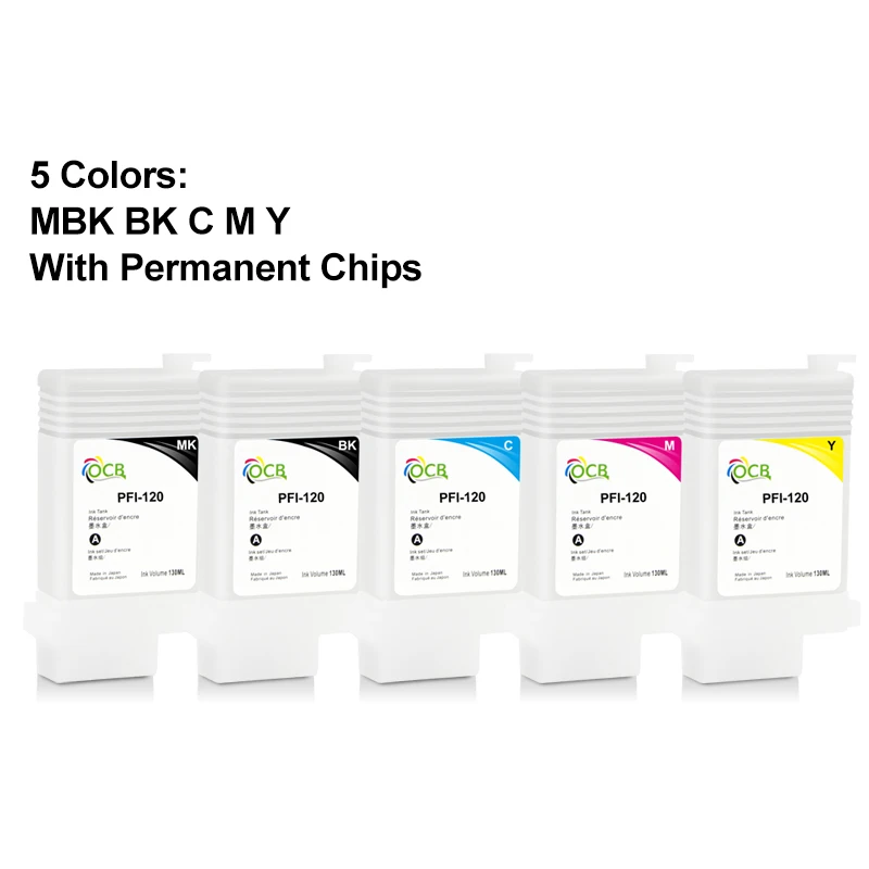 PFI-120 PFI120 Refillable Ink Cartridge With Permanent Chips For Canon TM-200 TM200 TM-205 TM-300 TM-305 TM300 130ML 5Colors/Set