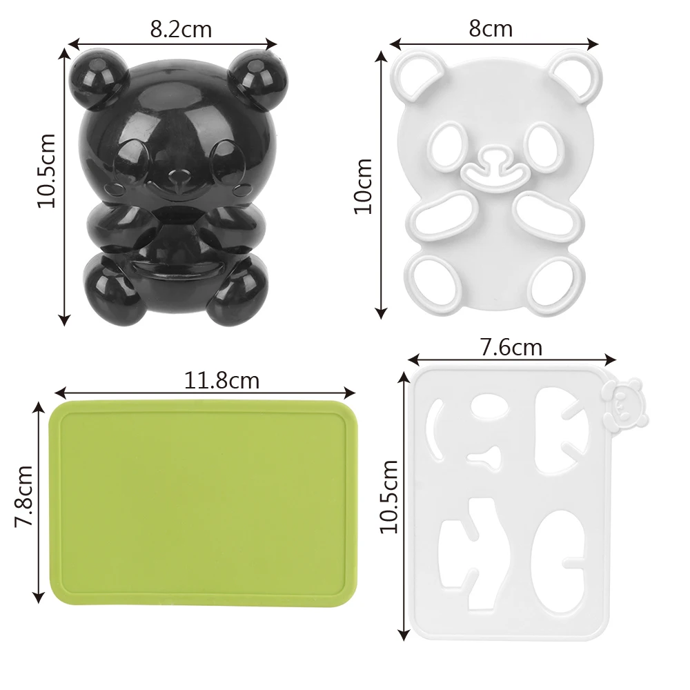 Molde cortador de tostadas para sándwich, juego de cortador de algas marinas tostadas en seco, fabricante de arroz Panda Onigiri 4 en 1, molde para Sushi Baby Panda