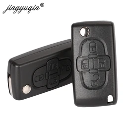 Jingyuqin 4 Buttons Flip Floding Remote Key Fob Case Shell Fob For Peugeot 1007 For Citroen C8 Uncut Blade With Groove CE0523