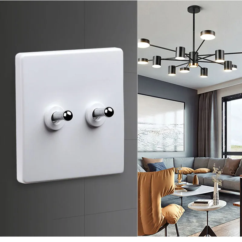 86 Type Wall Light Toggle Switch Silver Lever White Flame Retardant PC Panel 1-4 Gang 2 Way Lamp Switch