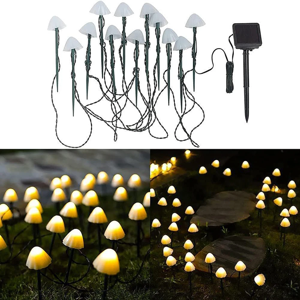 10/20/30 LEDs Solar Powered Mushroom Led String Fairy Lights Outdoor Garden Fence Patio Garland Christmas Wedding Decor Lights