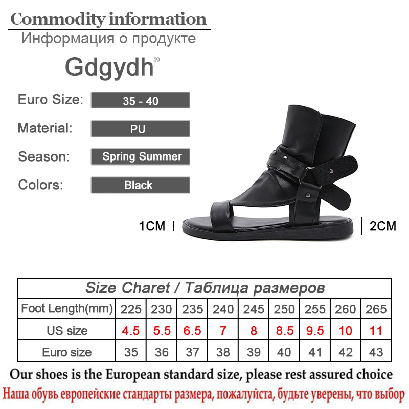 Gdgydh Cosplay Amine Japanese Style Flat Gladiator Sandals Women Buckle Ankle Strap Soft Leather Open Toe Beach Shoes Zipper