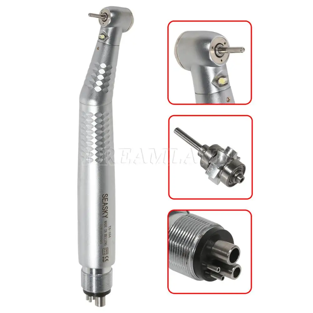 Dental High Speed LED Hand piece 4 Hole Standard Head E-generator Turbine Triple Water Spray Ceramic Bearing Cartridge /RotorTM4