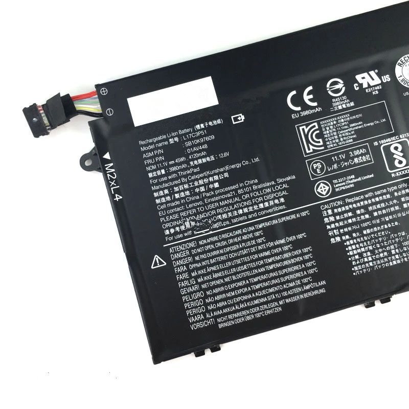 ONEVAN ของแท้ใหม่ L17C3P51 01AV448 L17M3P53 แบตเตอรี่สําหรับ Lenovo ThinkPad L470 L480 E480 E580 L580 L590 SB10K97612 SB10K97610