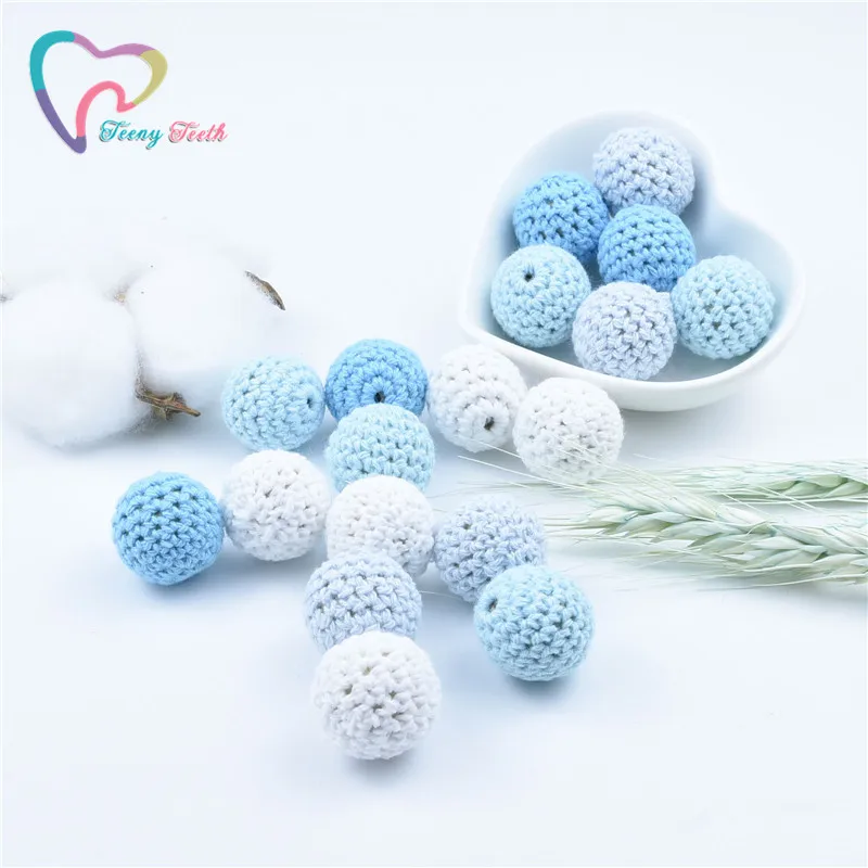 50 PCS 3-4 Colors MIX 16 MM Wooden Crochet Loose Beads DIY Wooden Teething Knitting Beads Jewelry Crib Sensory Toy Baby Teether