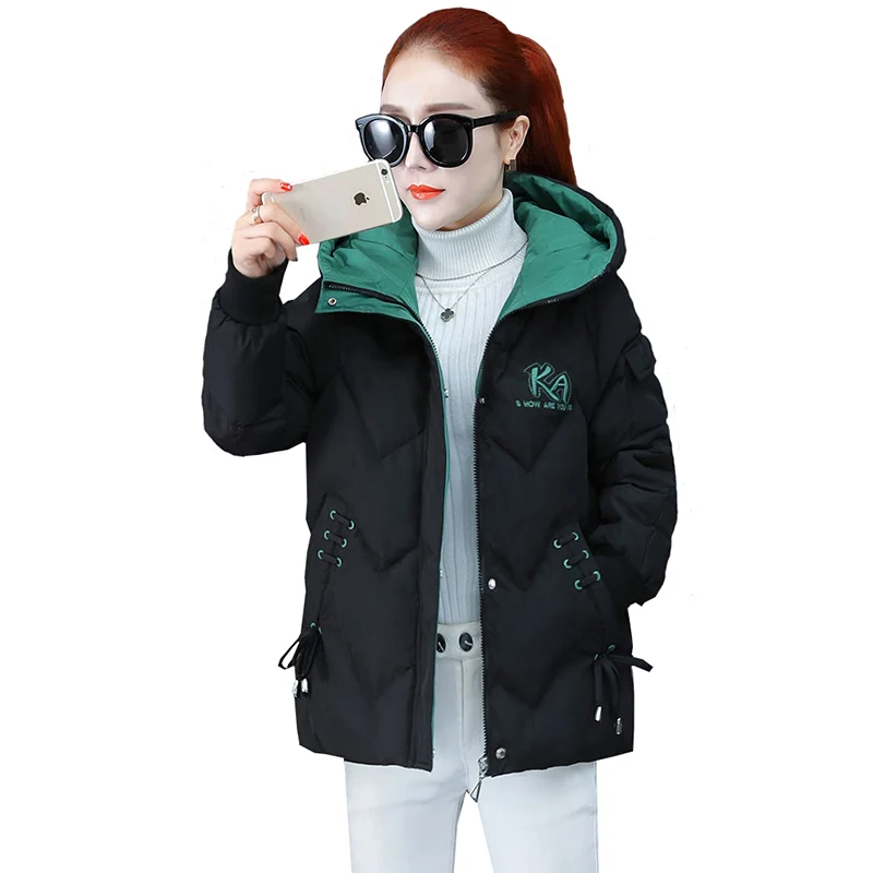 

Winter Parka Jacket Female Down cotton Hooded Overcoat Thick Warm Jackets Casual Jacket Coat Student Cotton Padded Coats