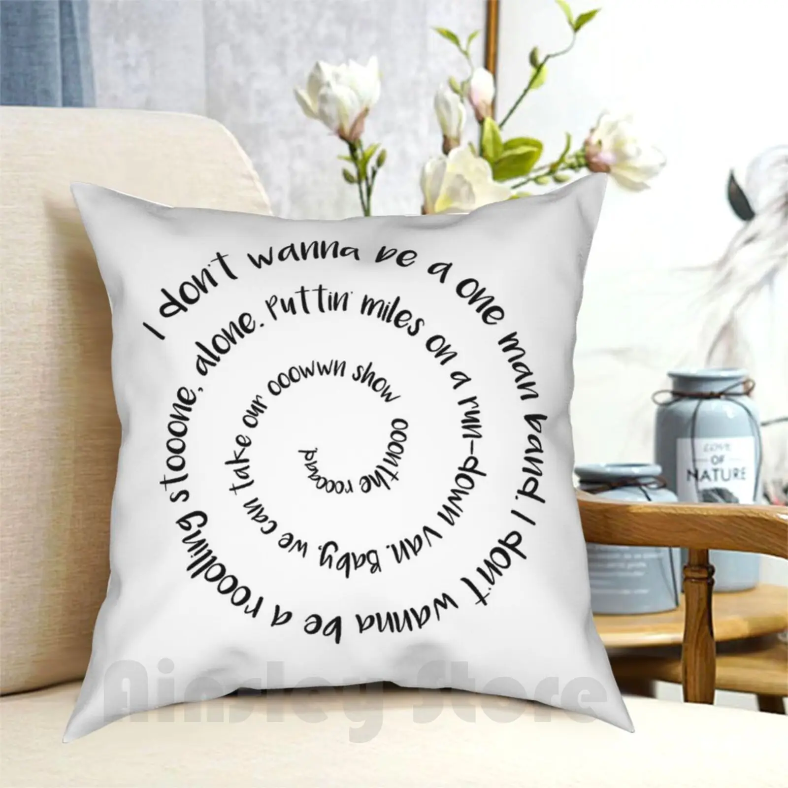 

One Man Band Pillow Case Printed Home Soft Throw Pillow One Man Band Old Lyrics Band Spiral Lyrical Music Song