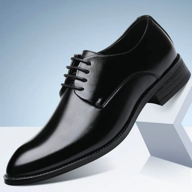 Men Dress Shoes Luxury Fashion Men Formal Leather Pointed Toe Shoes  Wedding Shoes Men Business Casual Oxford Shoes  D12-25