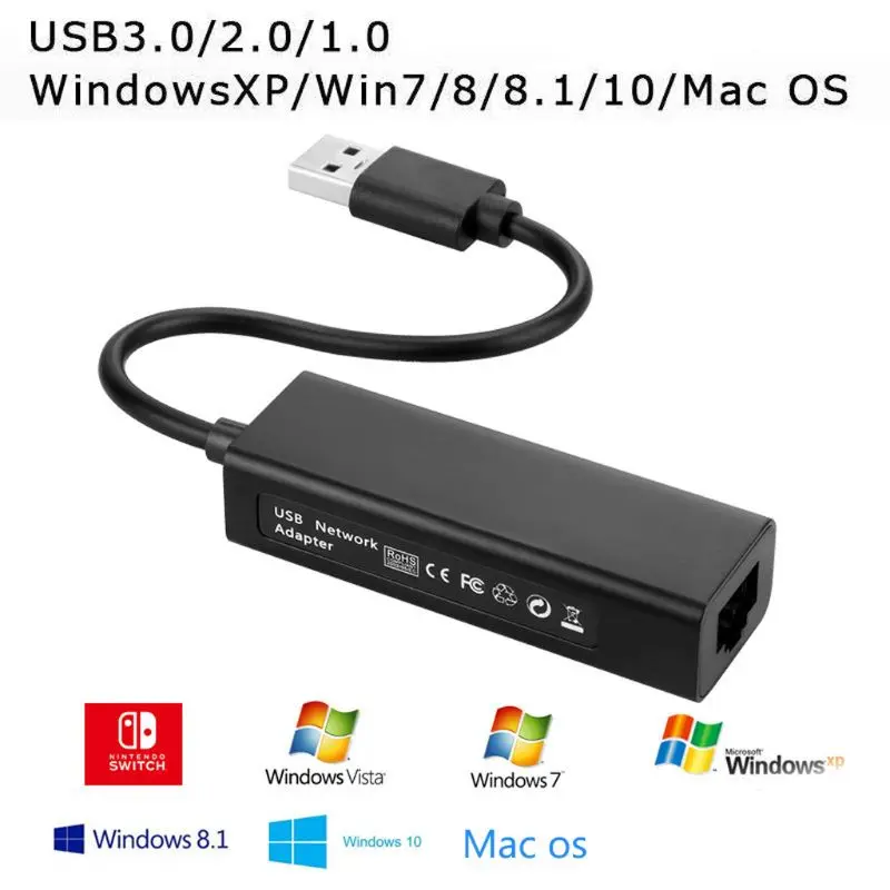 2022 New 100Mbps USB 3.0 Ethernet Network Card for nintendo switch/ For Wii/For WiiU Lan Connection Adapter