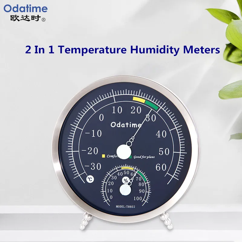 

Odatime 2 In 1 Room Thermometers With Hygrometers Stainless Steel Temperature Humidity Meters Indoor Outdoor Bimetal Thermometer