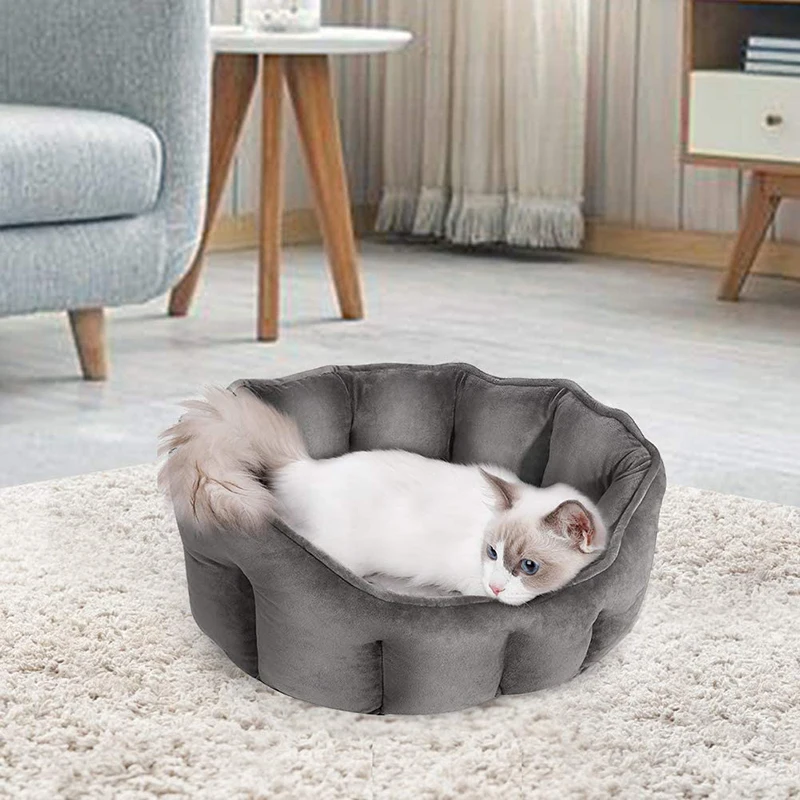 Benepaw Ultra Soft Cat Bed Comfortable Washable Detachable Cushion Kitten Puppy Pet Bed Small Dog Anti-slip Waterproof Bottom