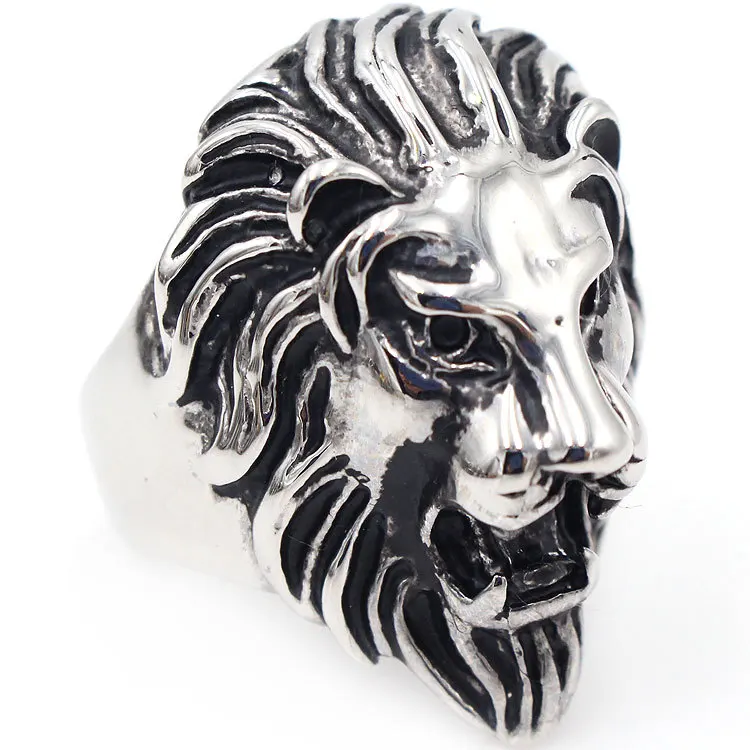 

BAECYT 316L Stainless Steel Punk Ring Titanium Lion Head Ring Men Rings For Women Animal Jewelry US Size #7-14 Dropshipping