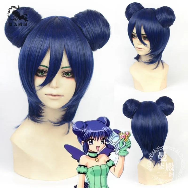 

New Tokyo Mew Mew manga Minto Aizawa Cosplay Wig Hairwear Blue Short Wig Heat Resistant +Cap Cosplay Costume custom-made boots