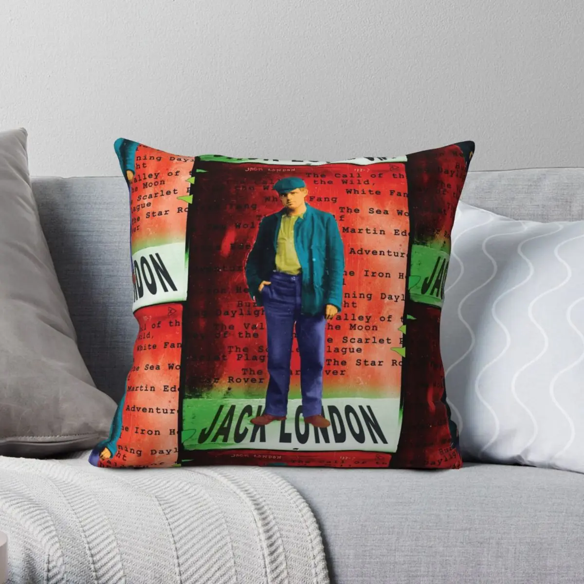 Jack London Realist Writer Square Pillowcase Polyester Linen Velvet Creative Decor Throw Pillow Case Sofa Cushion Cover 45x45