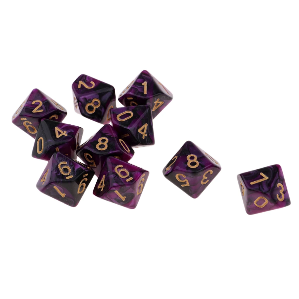 Dice for Dungeons D & D RPG, 10 Sided Dice, Jogos de Tabuleiro, Math Supply, Ancient, D10, 16mm, 10 peças