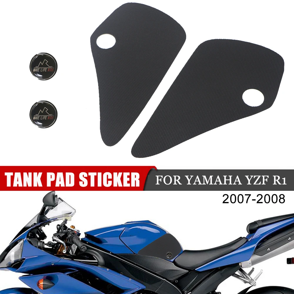 Motorcycle Sticker Anti Slip Fuel Tank Decal Side Gas Knee Grip Tank Traction Pad For YAMAHA YZF R1 2007 2008 YZF-R1 YZFR1 07 08