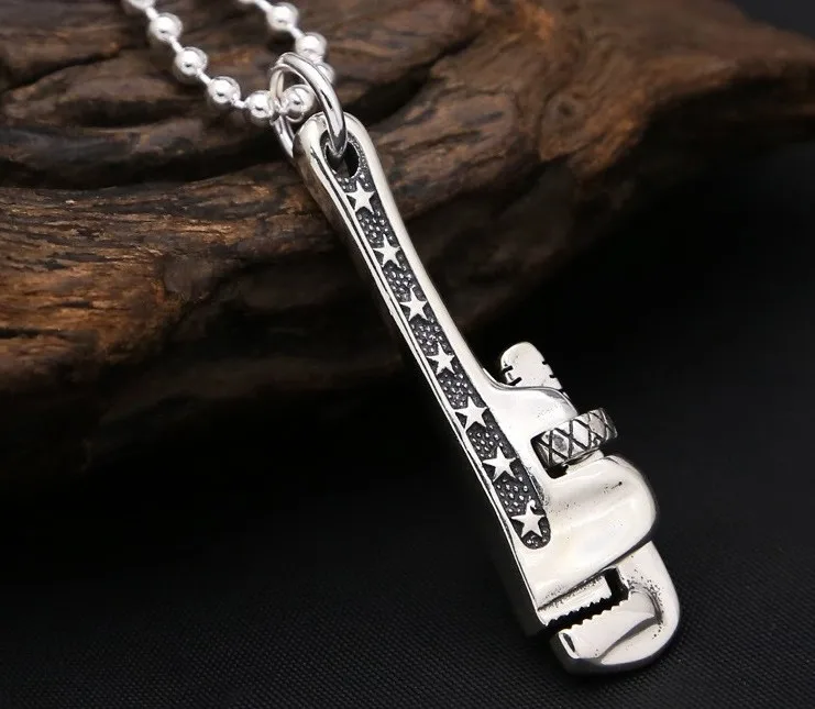 S925 American tool wrench retro Silver Pendant pendant for men and women