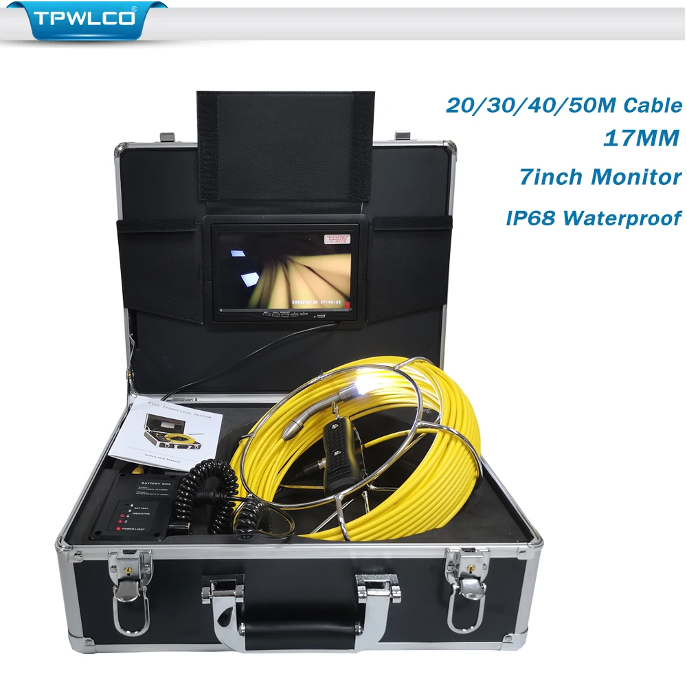 

7'' Monitor 720P Endoscope Camera IP68 Waterproof Pipe Pipeline Underwater Idustrial Drain Sewer Duct Inspection 17mm Camera