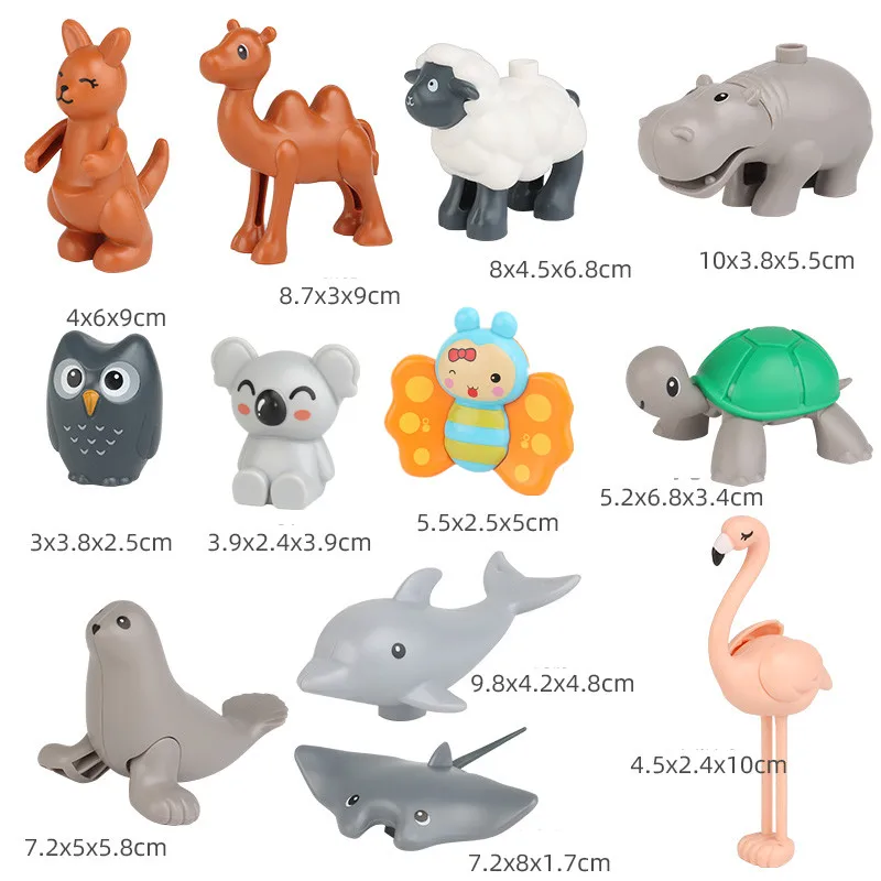 Big Building Blocks Toys Animal Panda Snail Reindeer Ostrick Fox Squirrel Flamingo Kangroo Koala Ray Owl Compatible Brick Parts