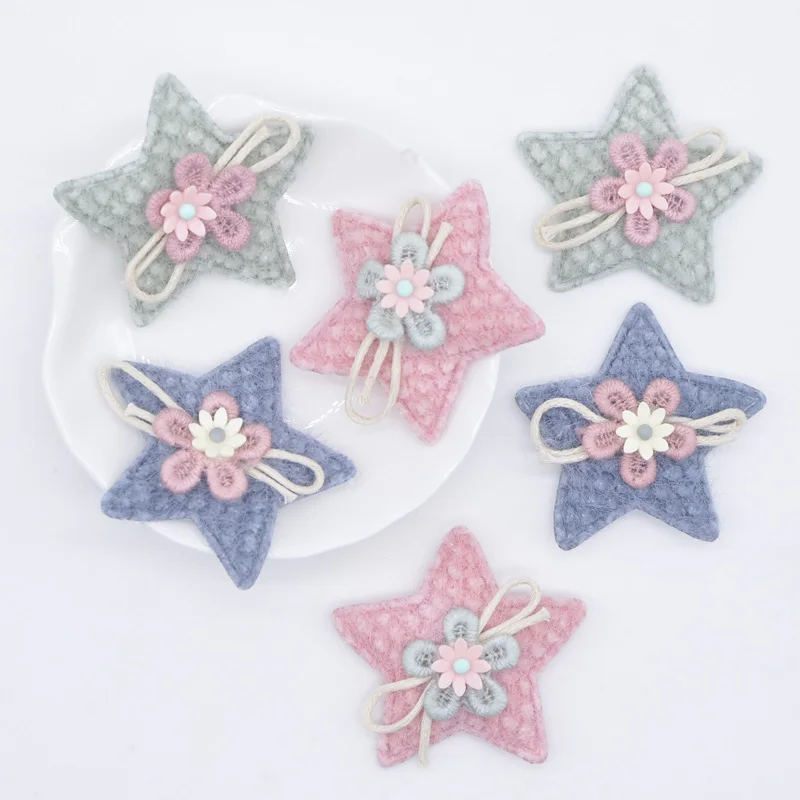 10Pcs 45mm Soft Corn Plush Star Applique for DIY Clothes Hat Headwear Patches Gloves Leggings Socks Sewing Decor Accessories P86