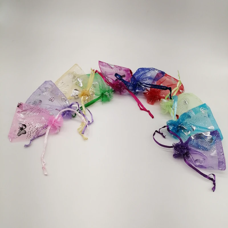 50Pcs Butterfly Organza Bags 7x9 9x12 11x16 13x18 Butterfly Gift Bags for Jewelry Packaging Bag Storage Display Drawstring Bag