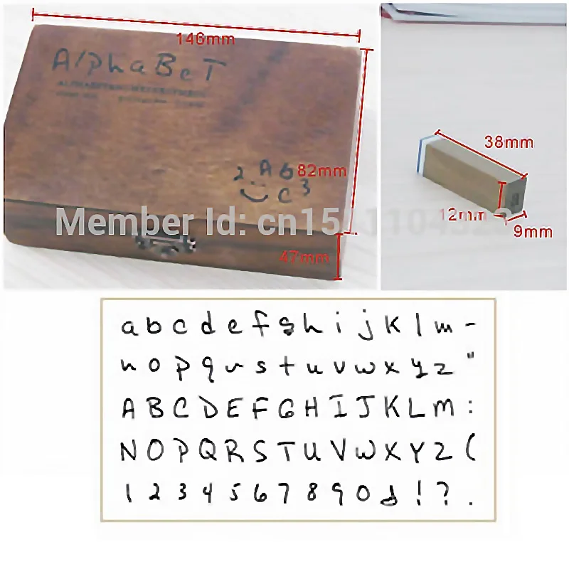 70pcs/set Cute Number&Letter Vintage Wooden Box Case Alphabet Letters Number Craft Rubber Stamps Set