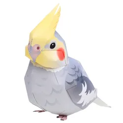 Cockatiel pappagallo uccello fatto a mano Origami arte pieghevole Mini carino modello di carta 3D Papercraft animale fai da te per bambini giocattoli artigianali per adulti QD-049