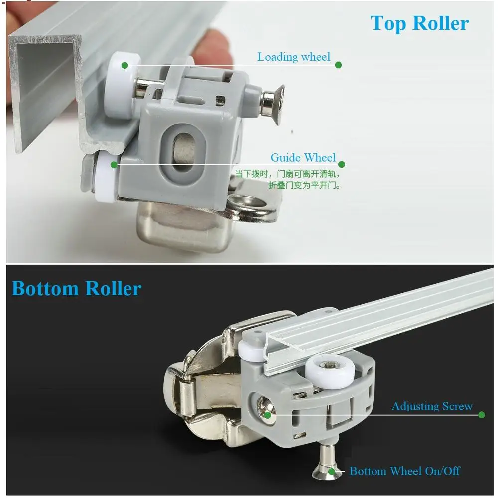 20Kg Wardrobe Closet Sliding Bi-fold Folding Door Roller Bottom Wheel Swing Hinge Fitting