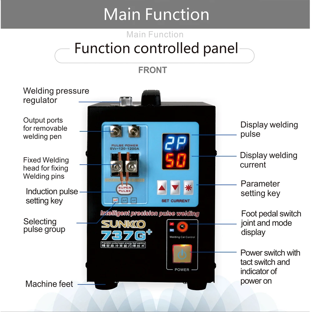 SUNKKO 737G plus with 70B welding pen attery Spot Welder 4.3KW High Power Automatic Spot Welding Machine