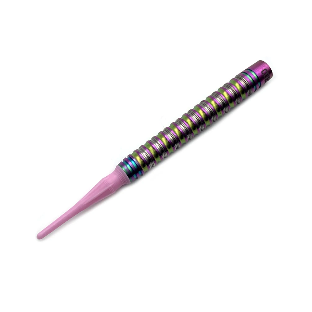 CUESOUL PINK GEM Stone 20g Soft Tip 90% Tungsten Darts with Uniformity Titanium Coated and ROST Flights Gradient Color