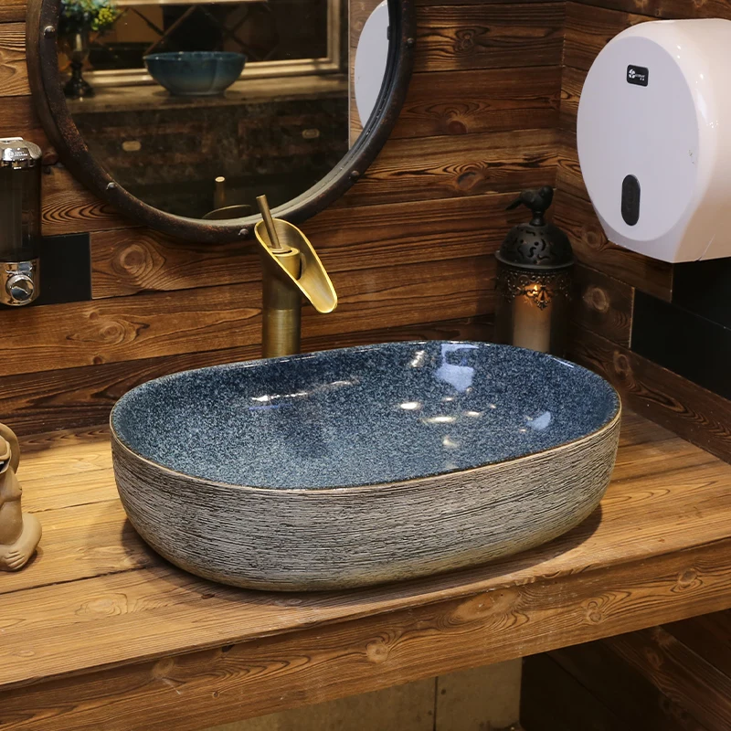 

Oval Shape Jingdezhen ceramic sanitary ware art counter basin wash basin lavabo sink Bathroom sinks washroom ceramic wash basin