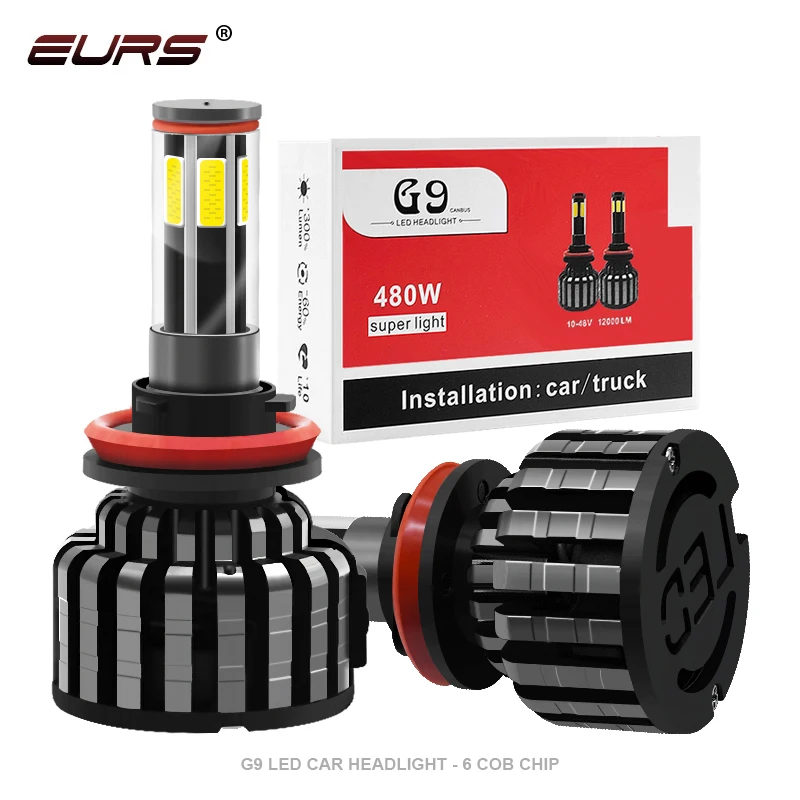 

EURS Car Headlight H4 LED Bulb H7 LED H1 9012 H11 9006 9005 360 degree 6 sides 8000LM 60w Fog Light Bulb Auto Headlamp 3000k 600